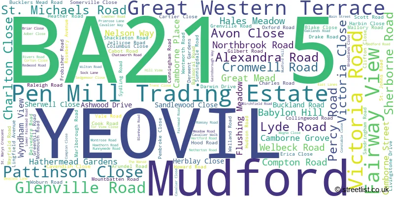 A word cloud for the BA21 5 postcode